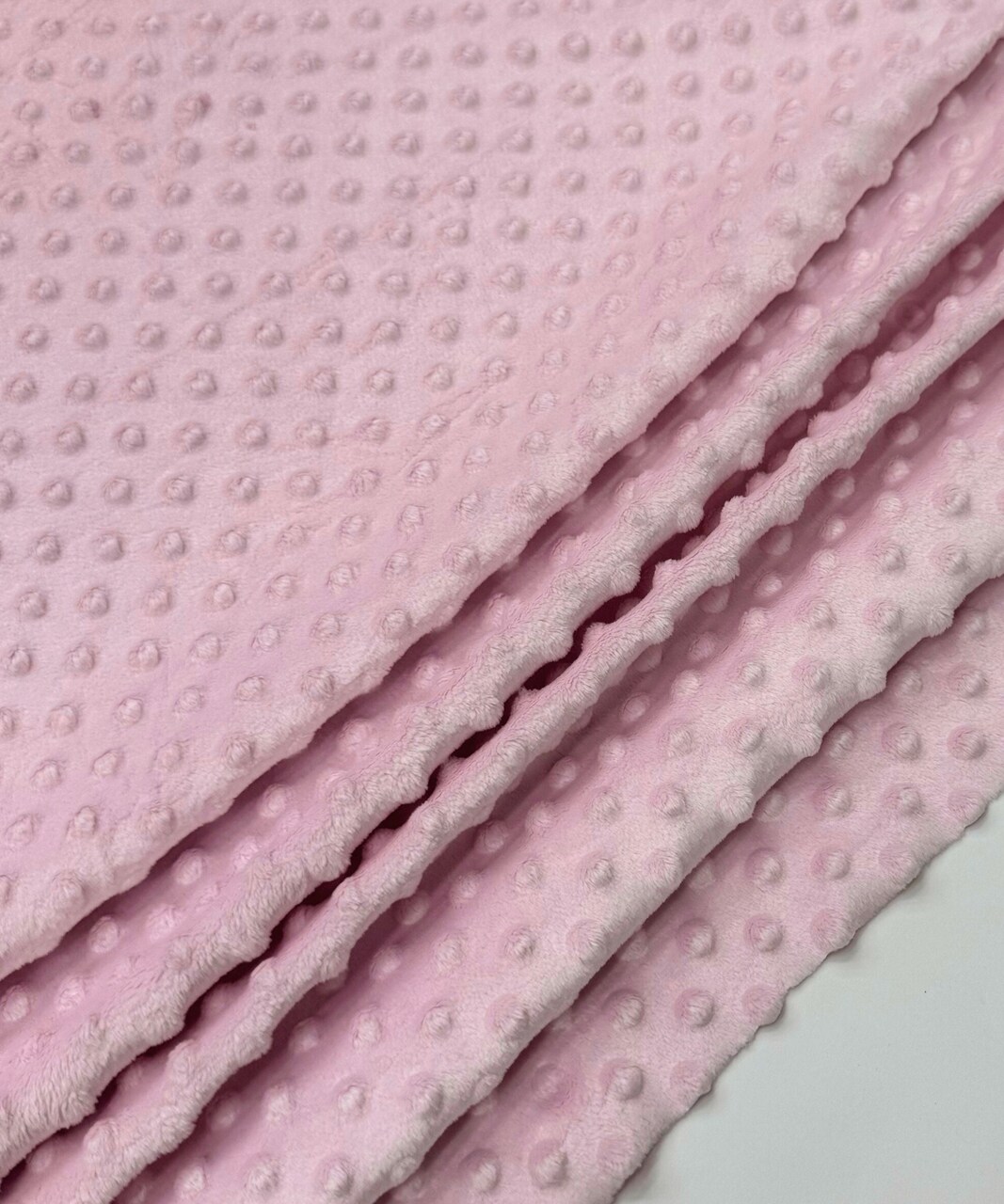 Blush Pink Minky Dot Fabric by the Yard, 60" Wide Ultra-Soft Plush Minky Fabric for Baby Blankets, Nursery Decor, Plush Toys & Sewing